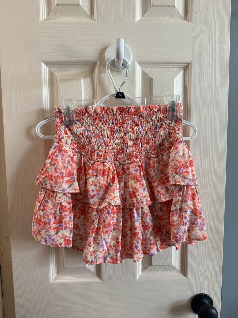 American Threads Floral Tiered Smocked Mini Skirt